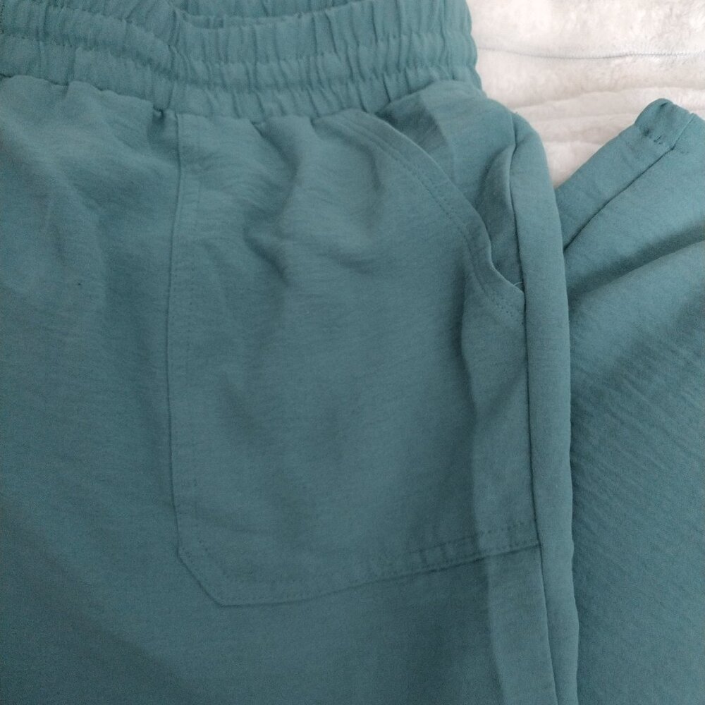 NYCC Teal Jogger Dress Pants PXL Petite Elastic Waist Pull-On Work Casual - Picture 7 of 15